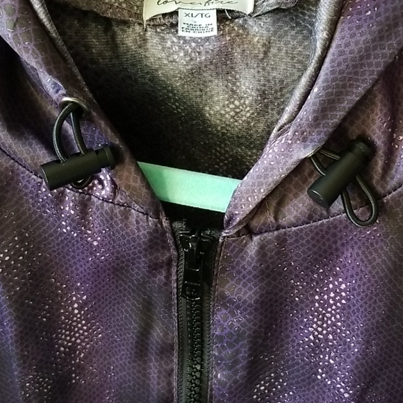 love, Fire Purple Hooded Zippered Windbreaker  XL - Picture 5 of 10